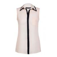 CONTRAST PLACKET CHIFFON SHIRT