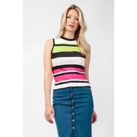 COLOUR BLOCK STRIPE ROLL NECK TOP