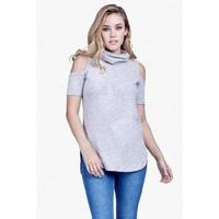 COWL NECK COLD SHOULDER OVERSIZED TOP