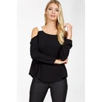 COLD SHOULDER LONG SLEEVE BLOCK TOP