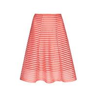 coral mesh stripe midi skirt