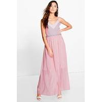 colour block embellished waist maxi dress blush