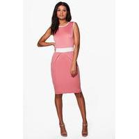 Contrast Panel Tailored Dress - rose