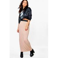 contrast waistband jersey maxi skirt sand