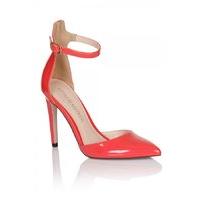 Coral Pointed Ankle Strap Court Shoes