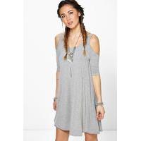 cold shoulder swing dress grey