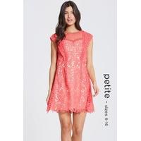 coral crochet and lace mini dress