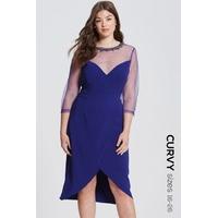 Cobalt Sheer Midi Dress With Embellishment