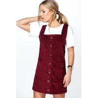 cord pocket pinafore dress berry