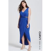 cobalt wrap maxi dress with embellished waist