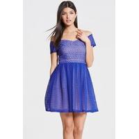 cobalt off the shoulder dress