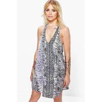 Coloured Snake Strappy Dress - grey