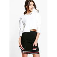 Contrast Hem Tie Waist Mini Skirt - black