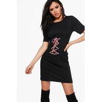 Corset T-Shirt Rib Knit Dress - black