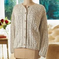Cotton & Linen Mix Aran Cardigan