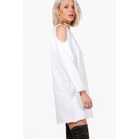 cold shoulder sweat dress white