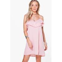 Cold Shoulder Shift Sundress - blush