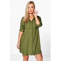 Collette Woven Shirt Dress - khaki