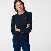 cotton cable crewneck jumper evening blue