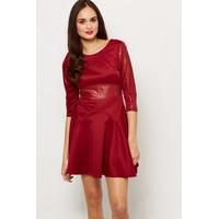 Contrast PU Skater Dress