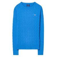 Cotton Cable Crewneck Jumper - Palace Blue