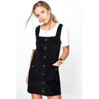 Cord Pocket Pinafore Dress - black