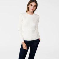 Cotton Cable Crewneck Jumper - Eggshell