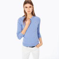 cotton cable crewneck jumper lavender blue