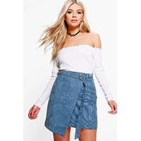 Cord Asymetric Mini Skirt - blue