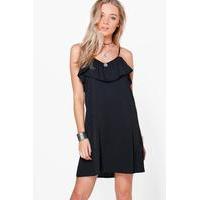 Cold Shoulder Shift Sundress - black