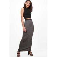 Contrast Waist Maxi Skirt - charcoal