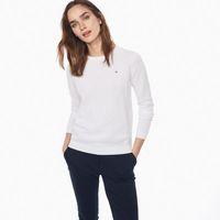 cotton piqu crewneck jumper white