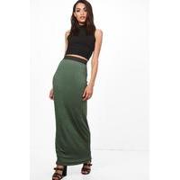 Contrast Waist Maxi Skirt - khaki