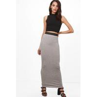 Contrast Waist Maxi Skirt - grey marl