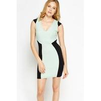 colour block ribbed bodycon dress