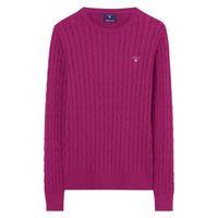 Cotton Cable Crewneck Jumper - Raspberry Purple