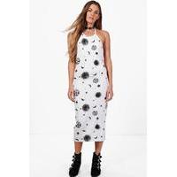 cosmic festival halter midi dress ivory