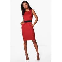 Contrast Panel Tailored Dress - terracotta