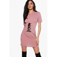 corset t shirt rib knit dress rose