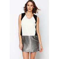 Colourblock Metallic Shift Dress