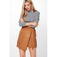 Cord Asymetric Mini Skirt - tan