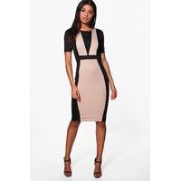 Contrast Midi Dress - stone