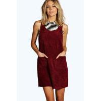 Cord Pinafore Dress - berry