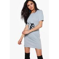 Corset T-Shirt Rib Knit Dress - blue