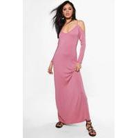Cold Shoulder Maxi Dress - rose