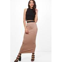 contrast waist maxi skirt sand