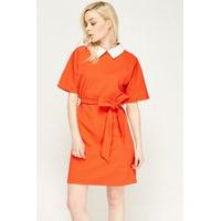 contrast collar shift dress