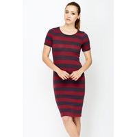 Contrast Striped Jersey Midi Dress