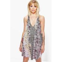 Coloured Snake Strappy Dress - rose