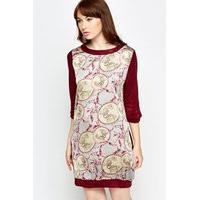 Contrast Ornate Front Shift Dress